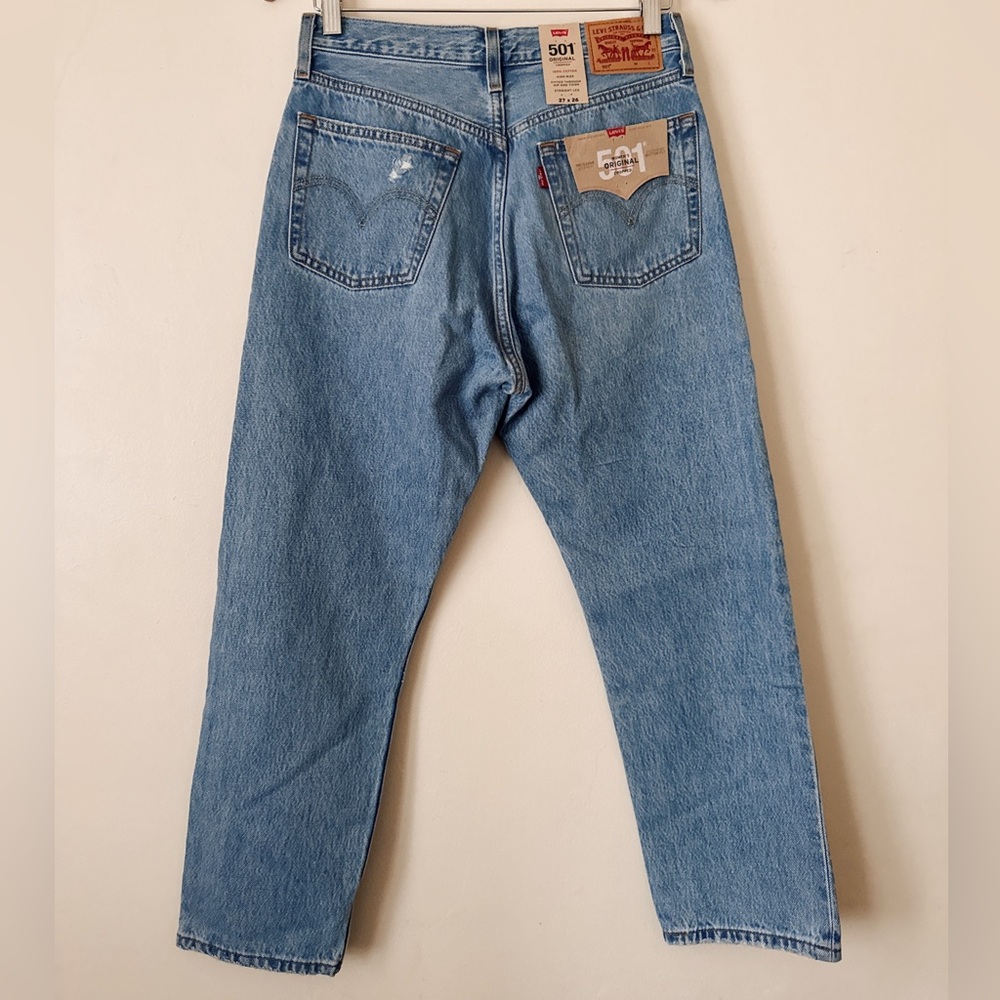 Levi's 501 Distressed Blue Jeans - Picture 3 of 5